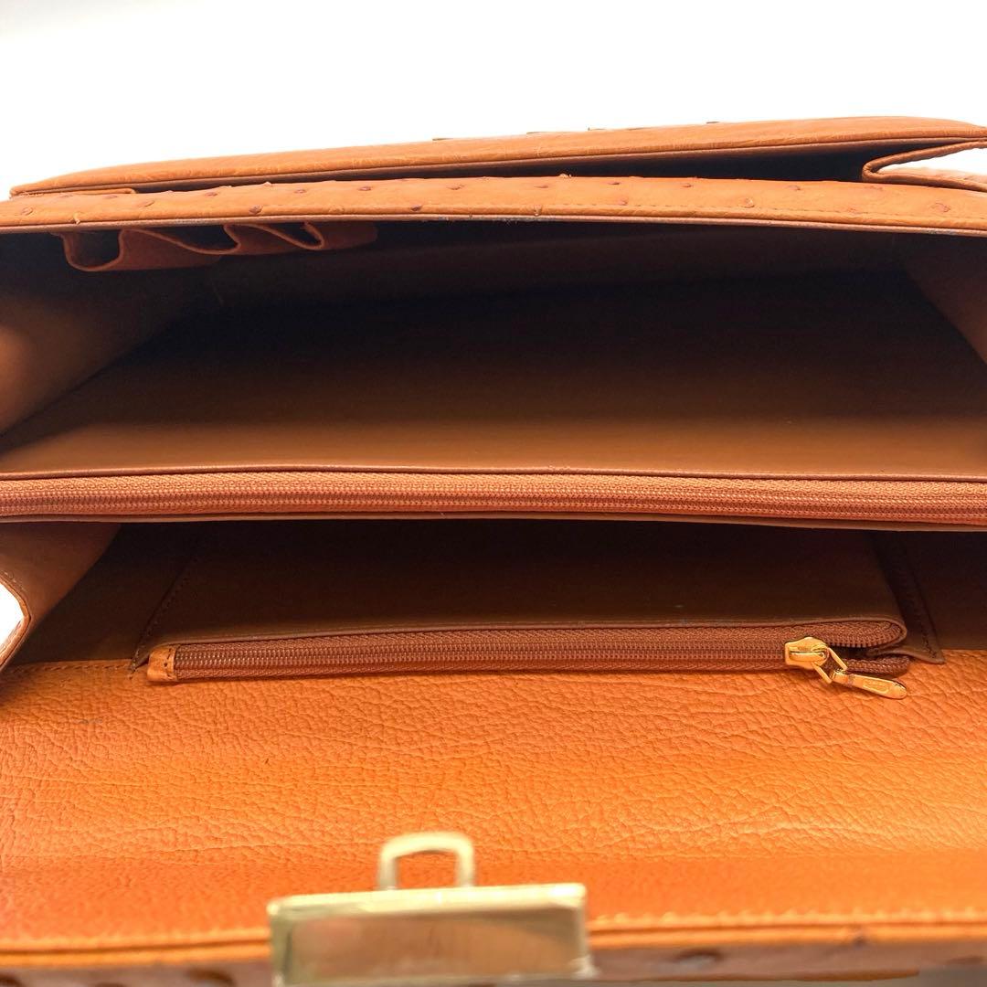 未使用品✨オーストリッチ ハンドバッグ ダイヤル式 フォーマル トップハンドル