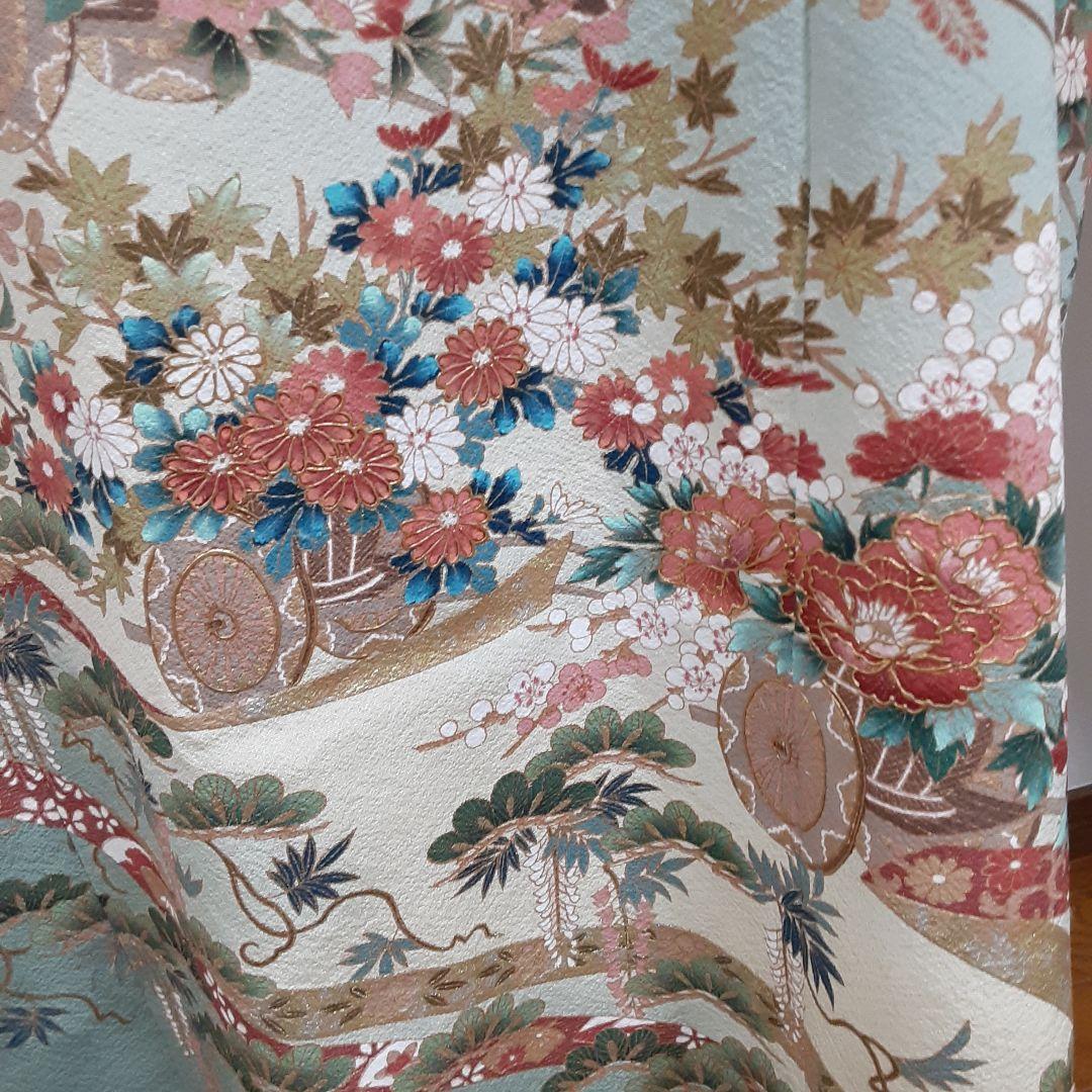 リメイク着物ロングワンピースボレロ付き正絹Ｌ色留袖