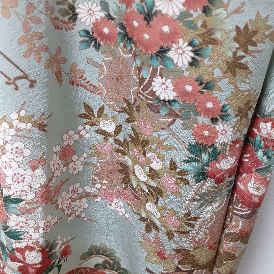 リメイク着物ロングワンピースボレロ付き正絹Ｌ色留袖