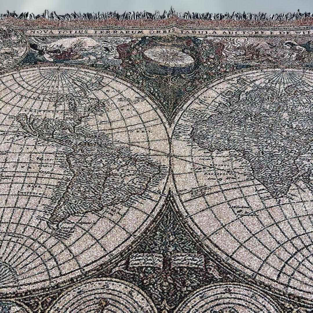 地球　世界地図　マルチカバー　ソファカバー　ヴィンテージラグ　130x178