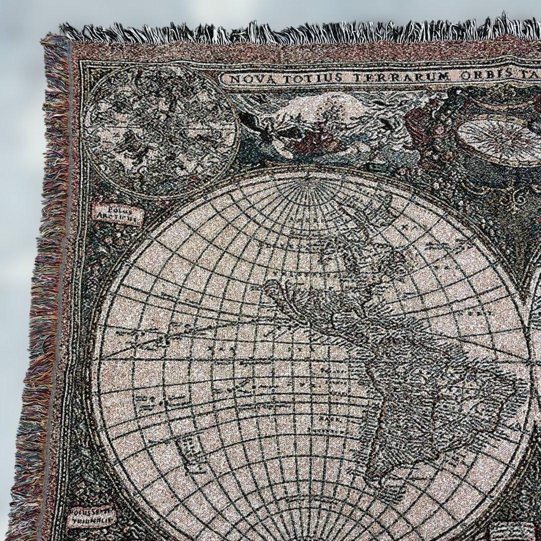 地球　世界地図　マルチカバー　ソファカバー　ヴィンテージラグ　130x178