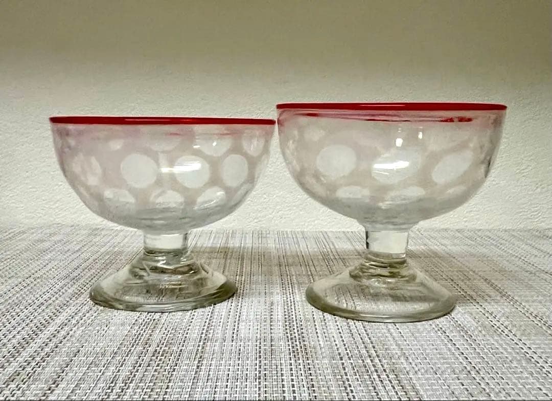 氷コップ 水玉紋様 赤 アンティーク 大正ロマン②