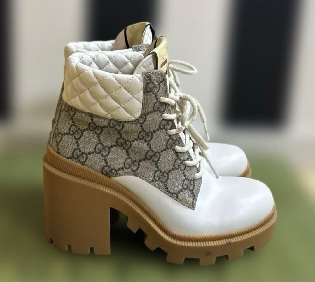 【超美品】グッチGGスプリーム アンクルブーツ36 1/2 23.5cm