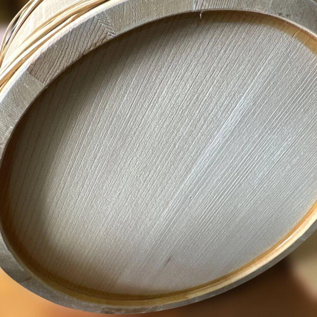 茶道具水張桶　竹手付　通桶　 水屋道具　露地道具　手桶　木製水指　割蓋