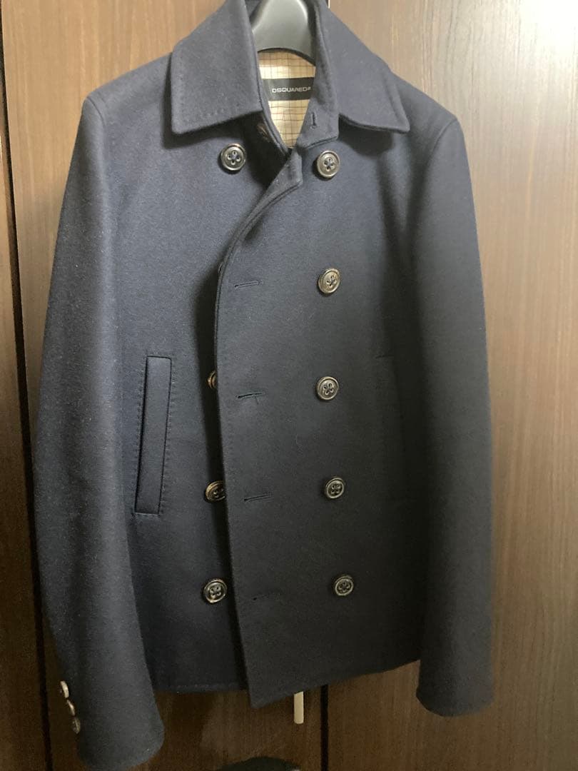 DSQUARED2 ネイビー ダブルブレスト ピーコート 46