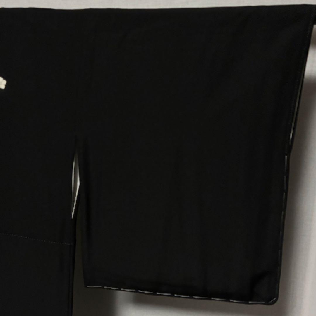 D5 黒留袖 友禅 鶴 流水 花模様 正絹 着物 袷 しつけ糸未使用極美品