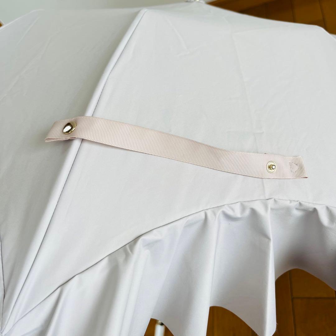 【新品同様✨】ランバン オン ブルー ラッフルフリル 折りたたみ傘 楽折り