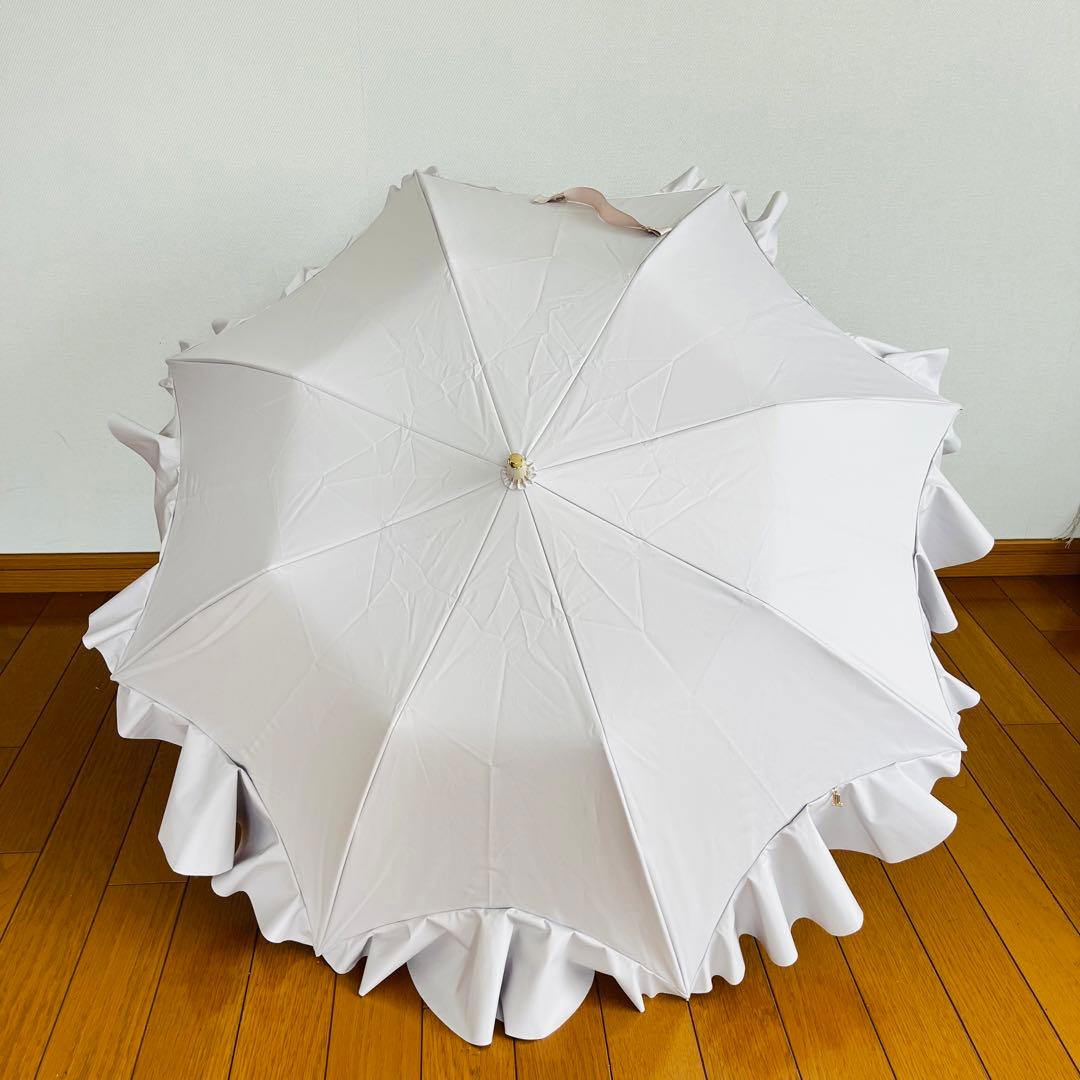 【新品同様✨】ランバン オン ブルー ラッフルフリル 折りたたみ傘 楽折り