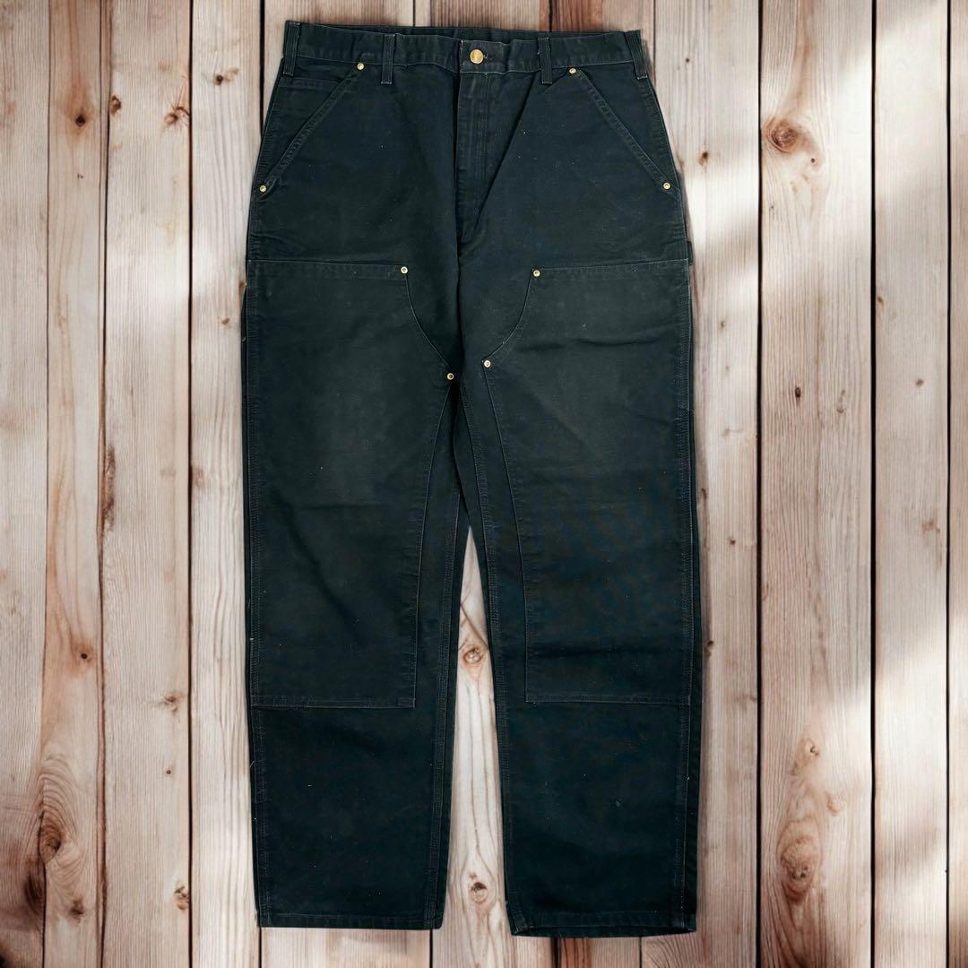 00s Carhartt ブラック ダブルニー ワーク カーゴ ペインターパンツ
