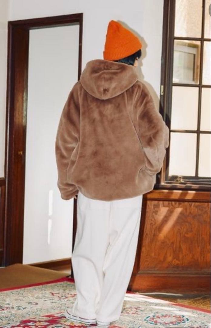 ニコアンドMODE NORM COREベルベットファーフードブルゾンブラウンM