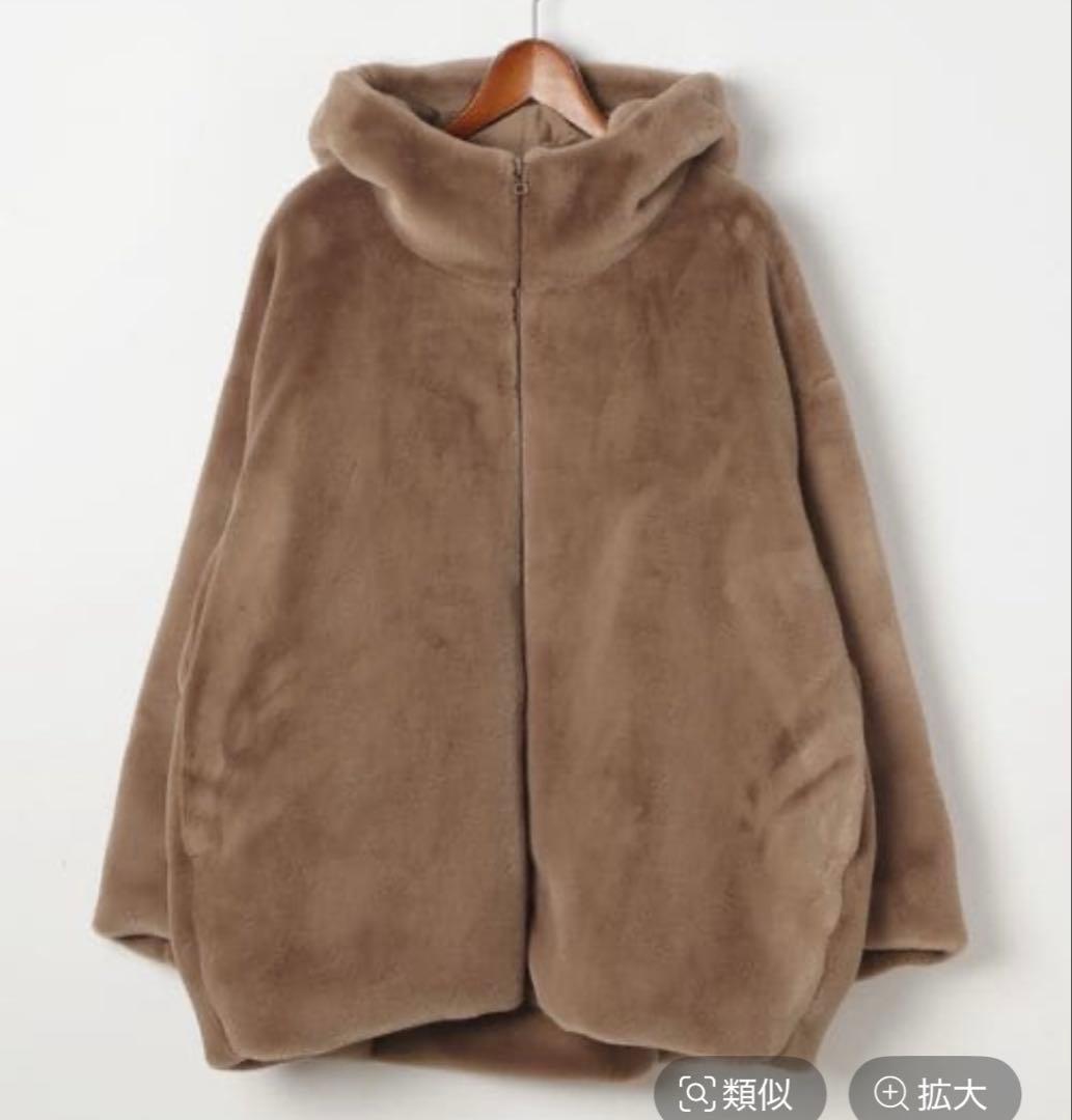 ニコアンドMODE NORM COREベルベットファーフードブルゾンブラウンM