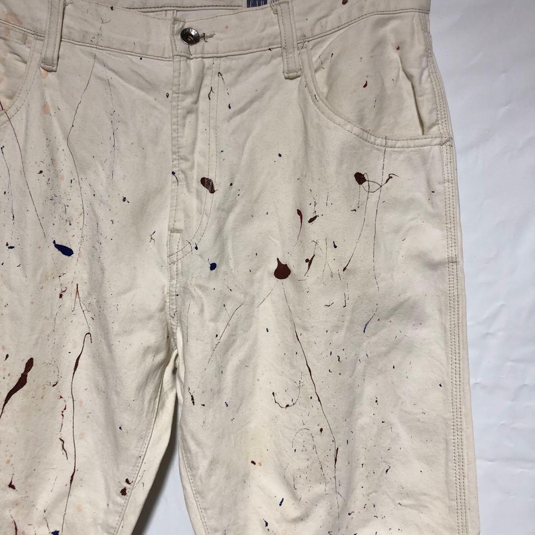 OLD GAP ホワイト ペイントスプラッター ペンキ　ワークパンツ