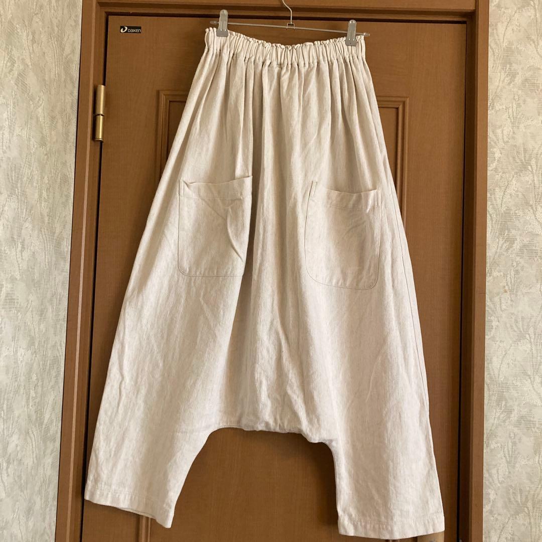 イチアンティークス　綿麻サルエルパンツ　アイボリー　日本製　極美品