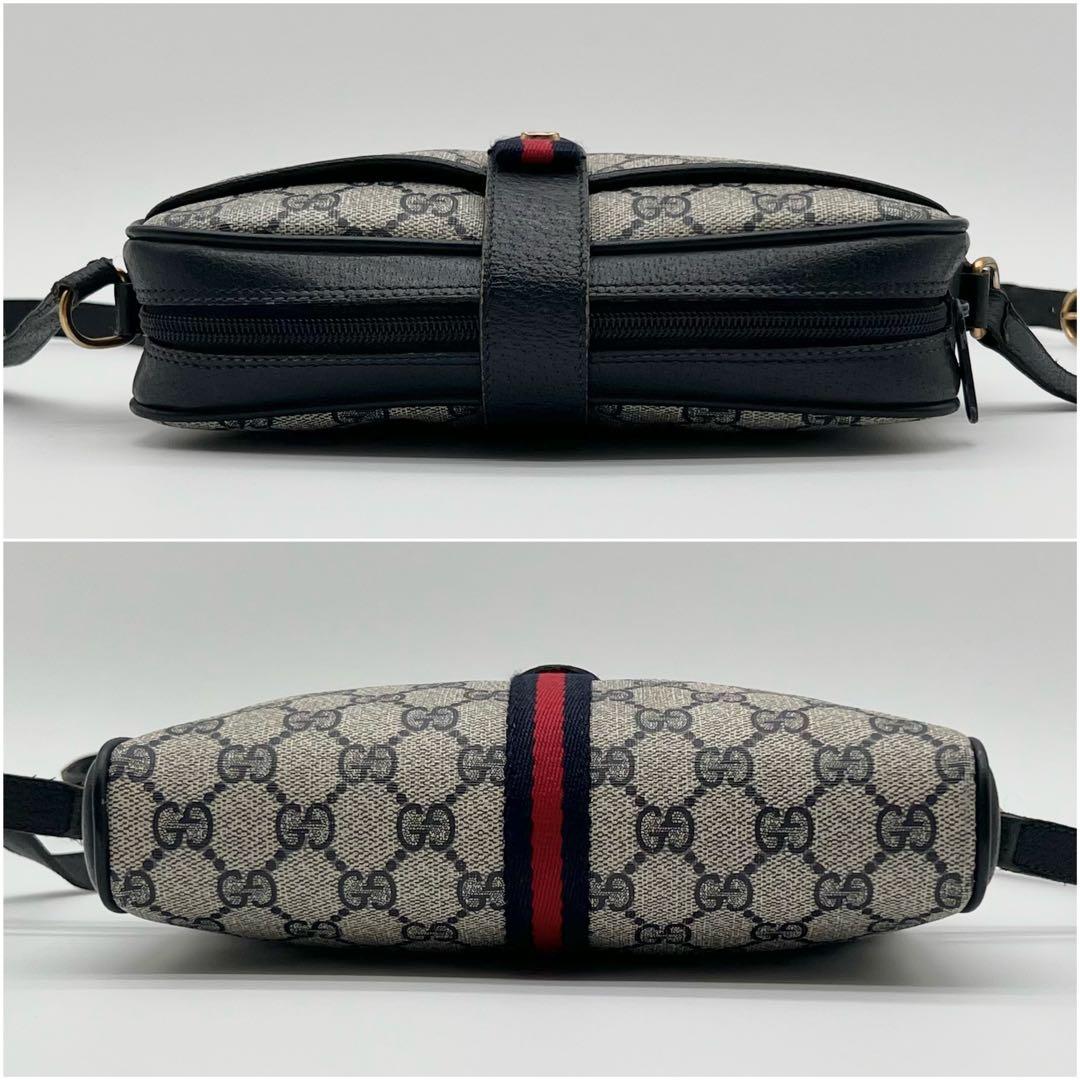 GUCCI シェリーライン GG ネイビー ショルダーバッグ レザー 箱付き