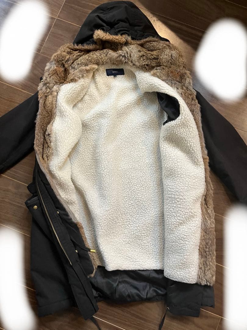 ships ブラック フリース モッズコート サイズ38