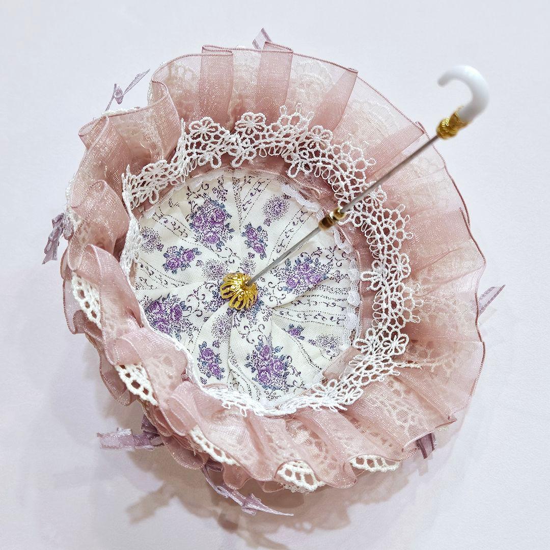 ハンドメイド ミニチュア 傘 ドール用 クラロリ 姫系 ロリータ ローズ柄
