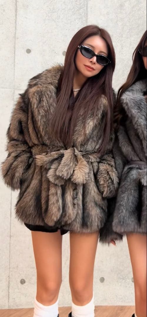 n*a様 RegaloLunaファーコート 美品ブラウン ベルト付き！