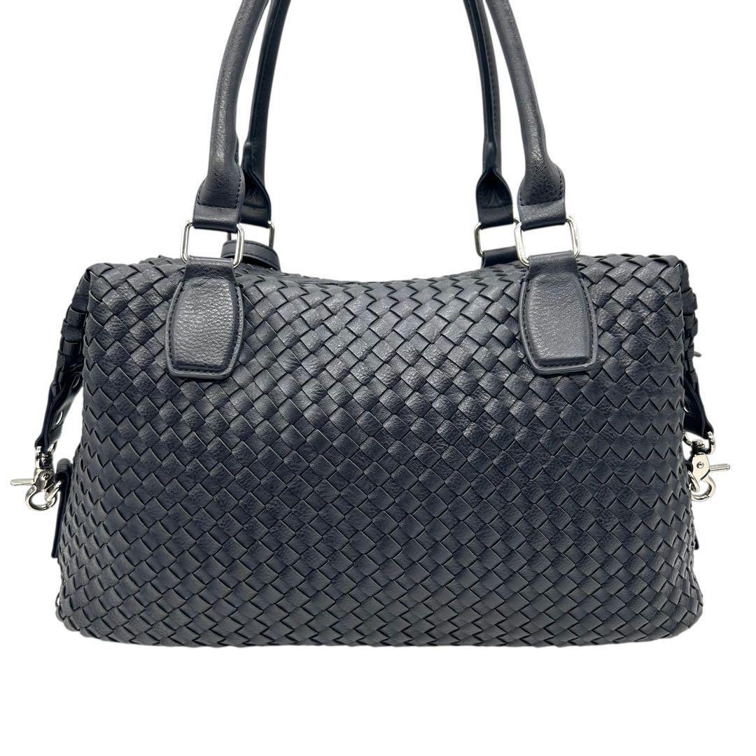 良品 1136 タケオキクチ ボストンバッグ 2way イントレチャート 紺