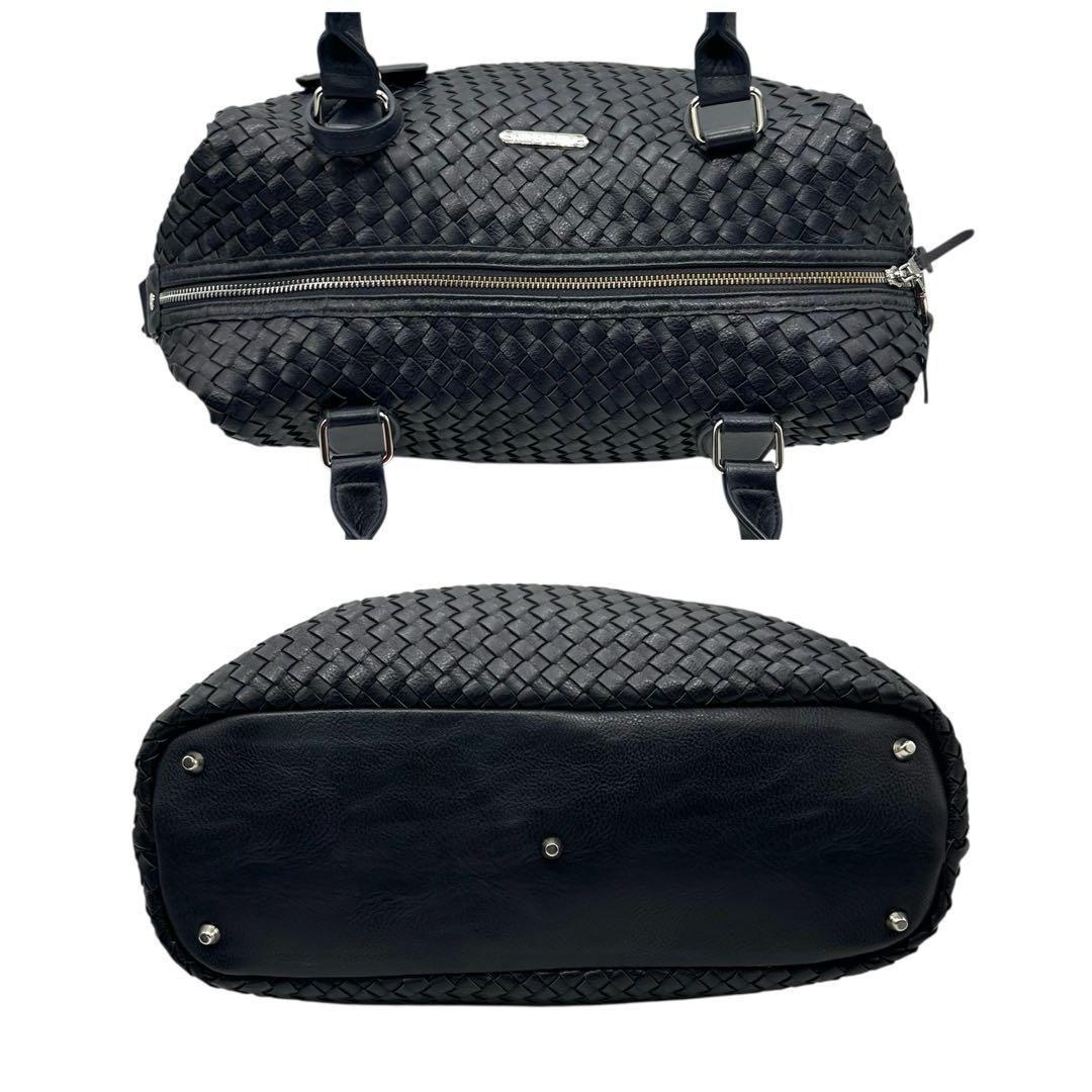 良品 1136 タケオキクチ ボストンバッグ 2way イントレチャート 紺