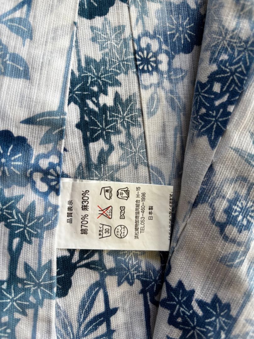 着物ユーザー必見‼️ 美品‼️綿麻浴衣　お誂え　白×藍色