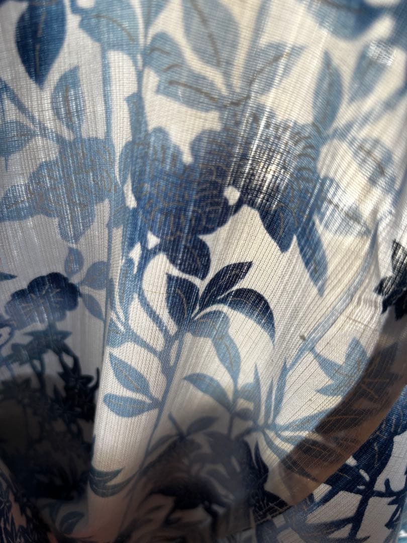 着物ユーザー必見‼️ 美品‼️綿麻浴衣　お誂え　白×藍色