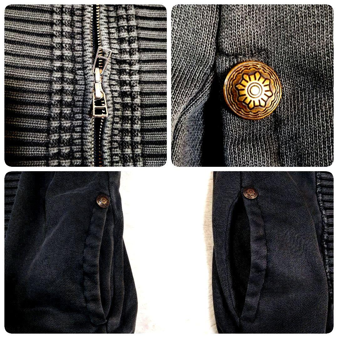 Y2K ナポレオンジャケット 短丈 ジップ パーカー リブ アーカイブ グレー