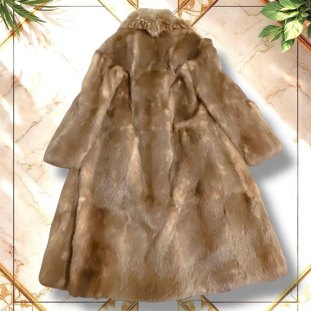毛皮コート　リアルファー　大襟　フォックス襟　ロング丈　サイズ15 L相当