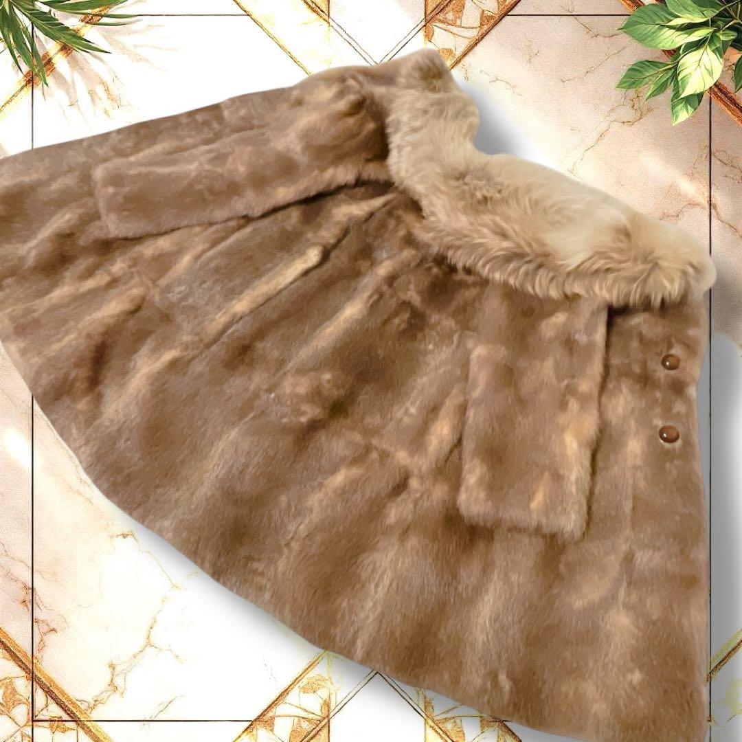 毛皮コート　リアルファー　大襟　フォックス襟　ロング丈　サイズ15 L相当