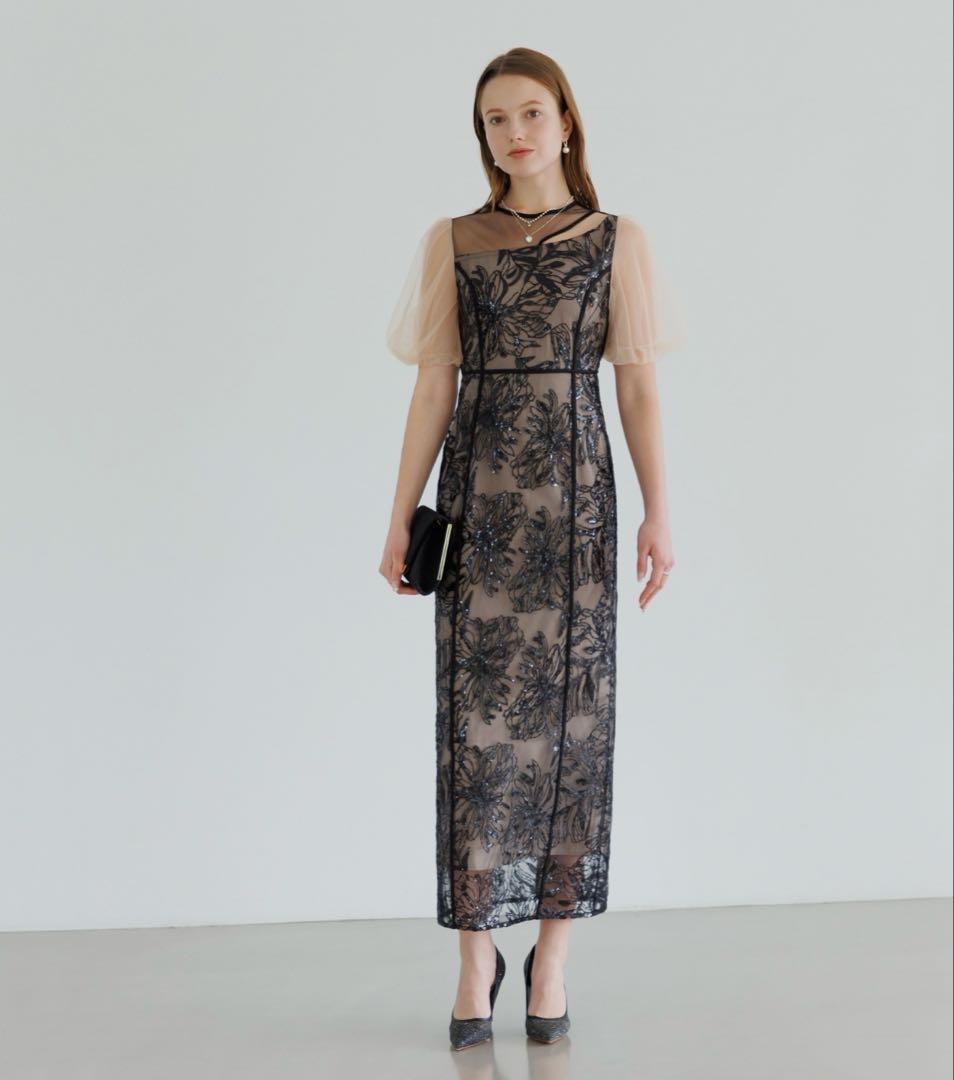 期間限定値下げ‼️新品LEJA アシメントリーシアーフラワードレスワンピース　M