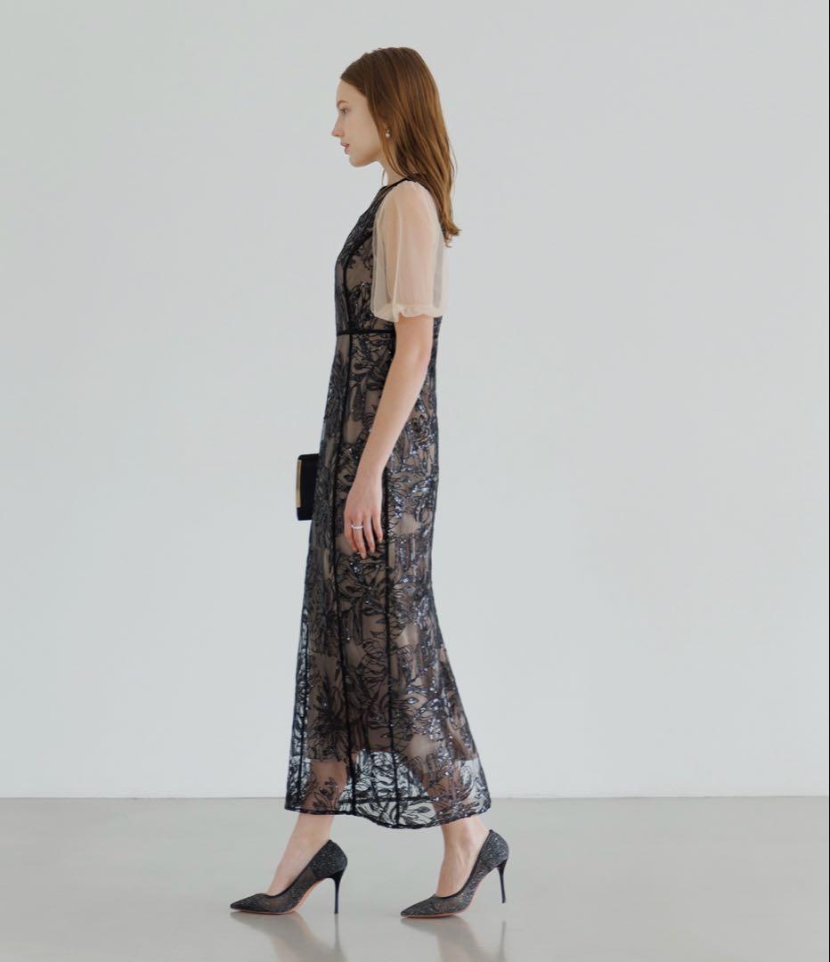 期間限定値下げ‼️新品LEJA アシメントリーシアーフラワードレスワンピース　M