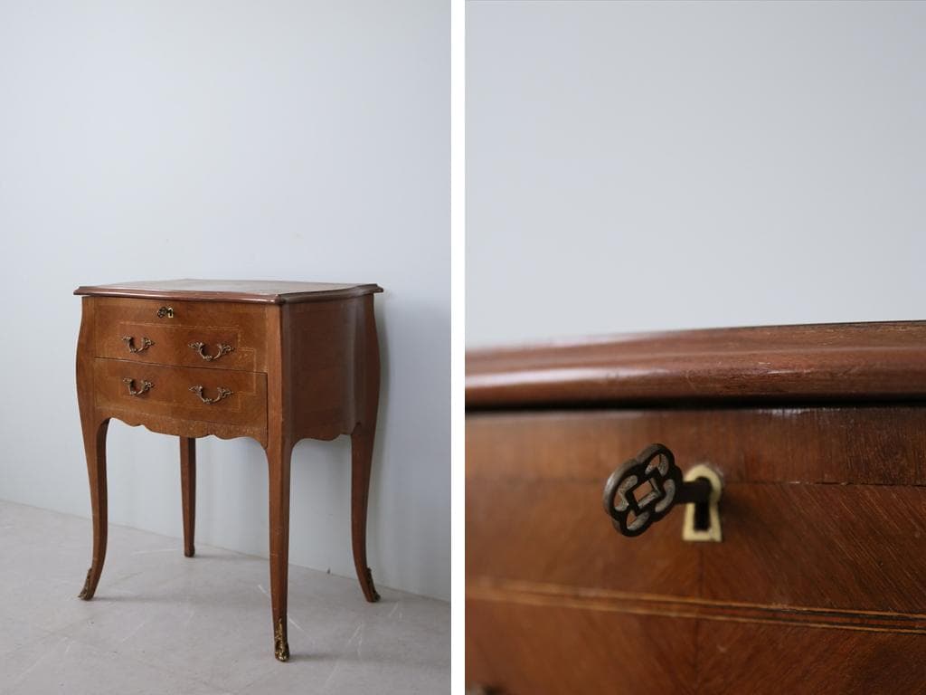 フランスアンティーク◇木製ソーイングテーブル/裁縫箱/机/化粧台(90-74)