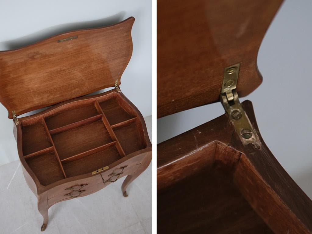 フランスアンティーク◇木製ソーイングテーブル/裁縫箱/机/化粧台(90-74)