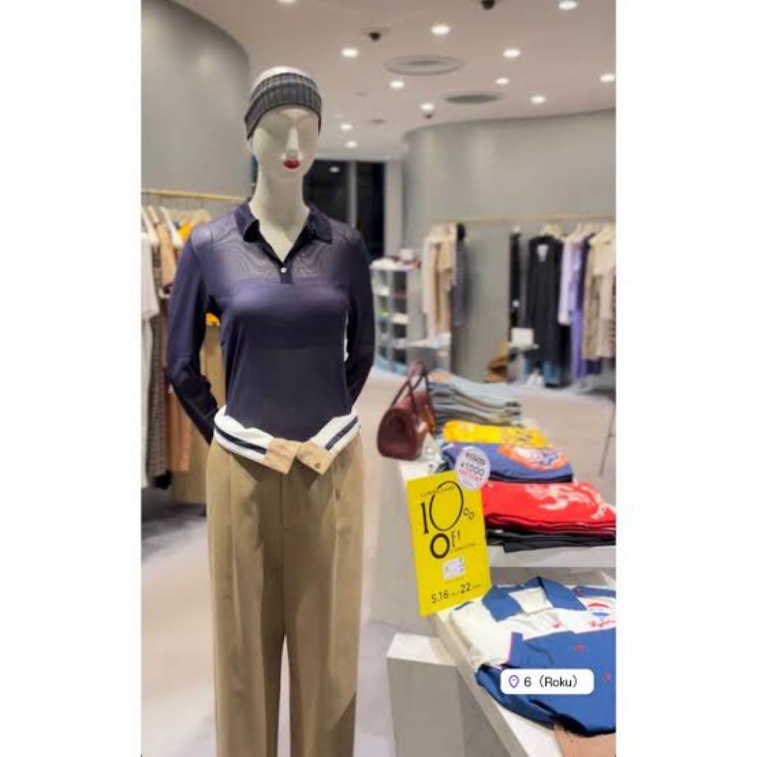 ＜６(ROKU)＞ナイロン チュール シャツ プルオーバー　ネイビー