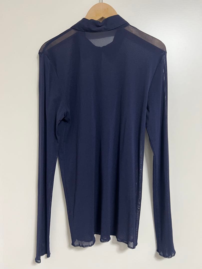＜６(ROKU)＞ナイロン チュール シャツ プルオーバー　ネイビー