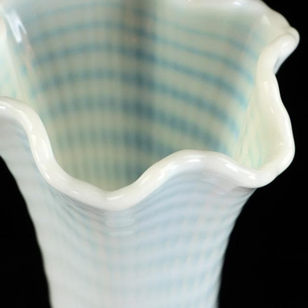 Y1505-5 ヴィンテージ フリント アルバニー ワセリンガラス 花瓶