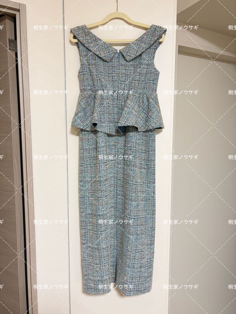 LILY BROWN（リリーブラウン） ツイードペプラムワンピース （BLU）