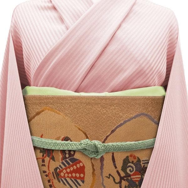 名古屋帯 九寸 京都 西陣 織り柄 ブラウン フルーツ 果物 中古 kp416