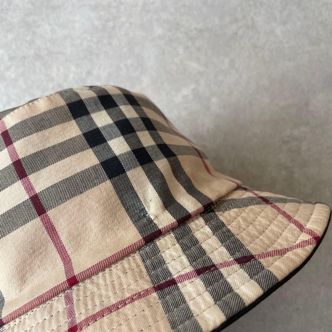 美品 バーバリー リバーシブル ノバチェック ブラック バケットハット