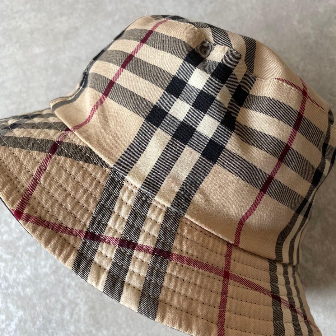 美品 バーバリー リバーシブル ノバチェック ブラック バケットハット
