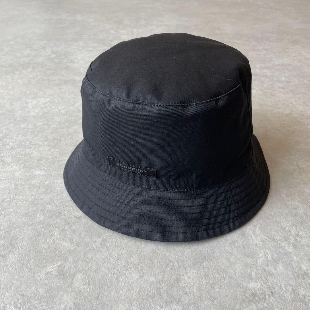 美品 バーバリー リバーシブル ノバチェック ブラック バケットハット
