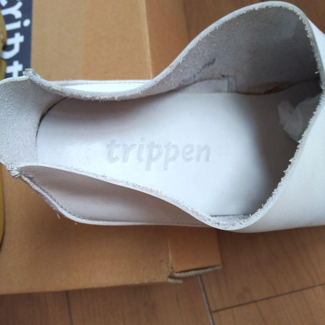trippen ホワイト レザー サンダル