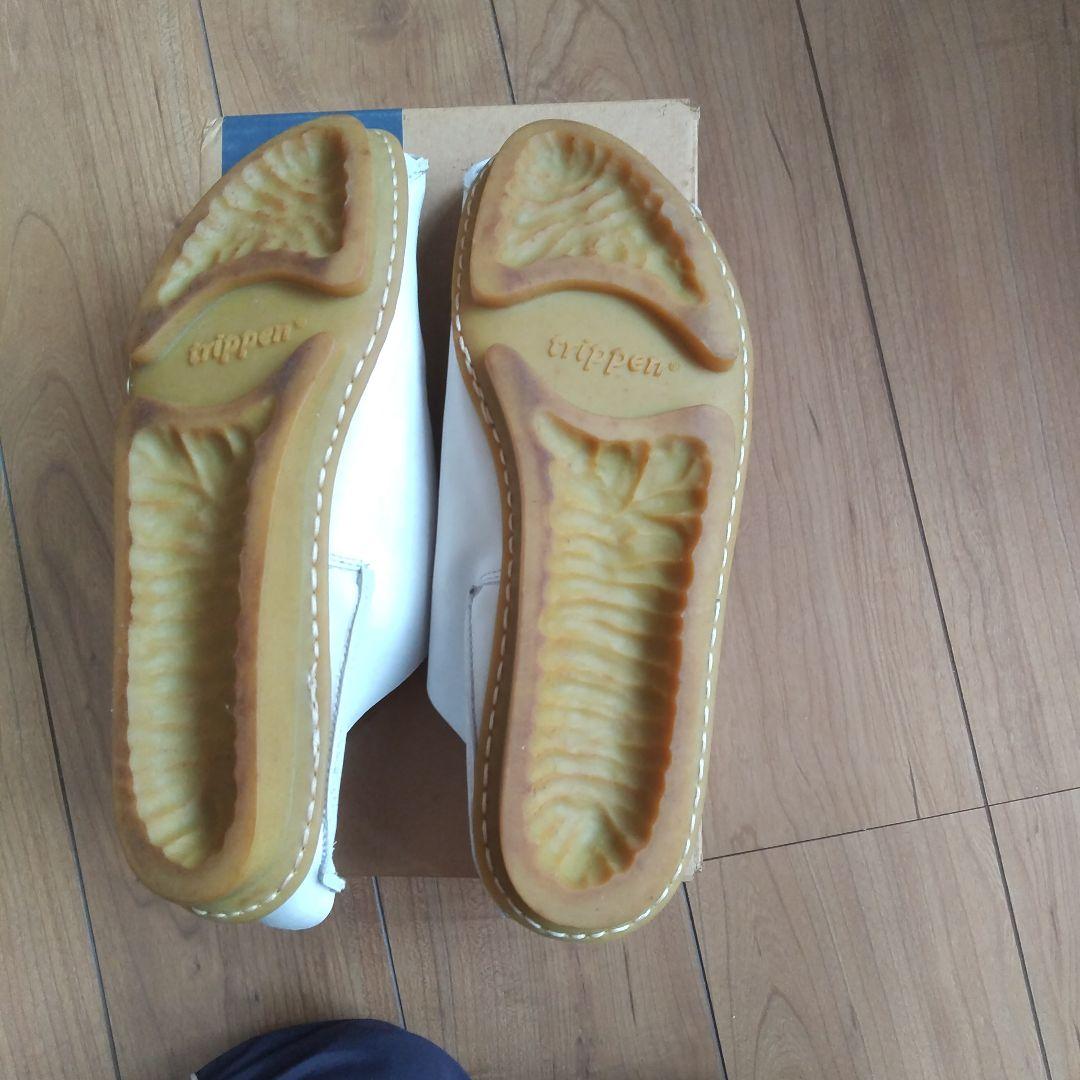 trippen ホワイト レザー サンダル
