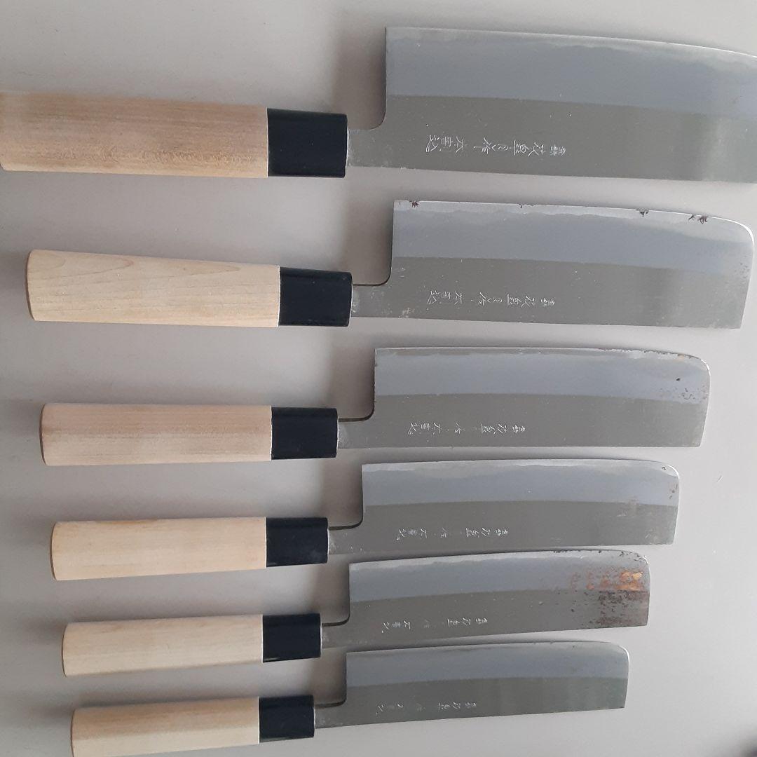 日本製本割り込み菜切り包丁 6本セット錆あり品