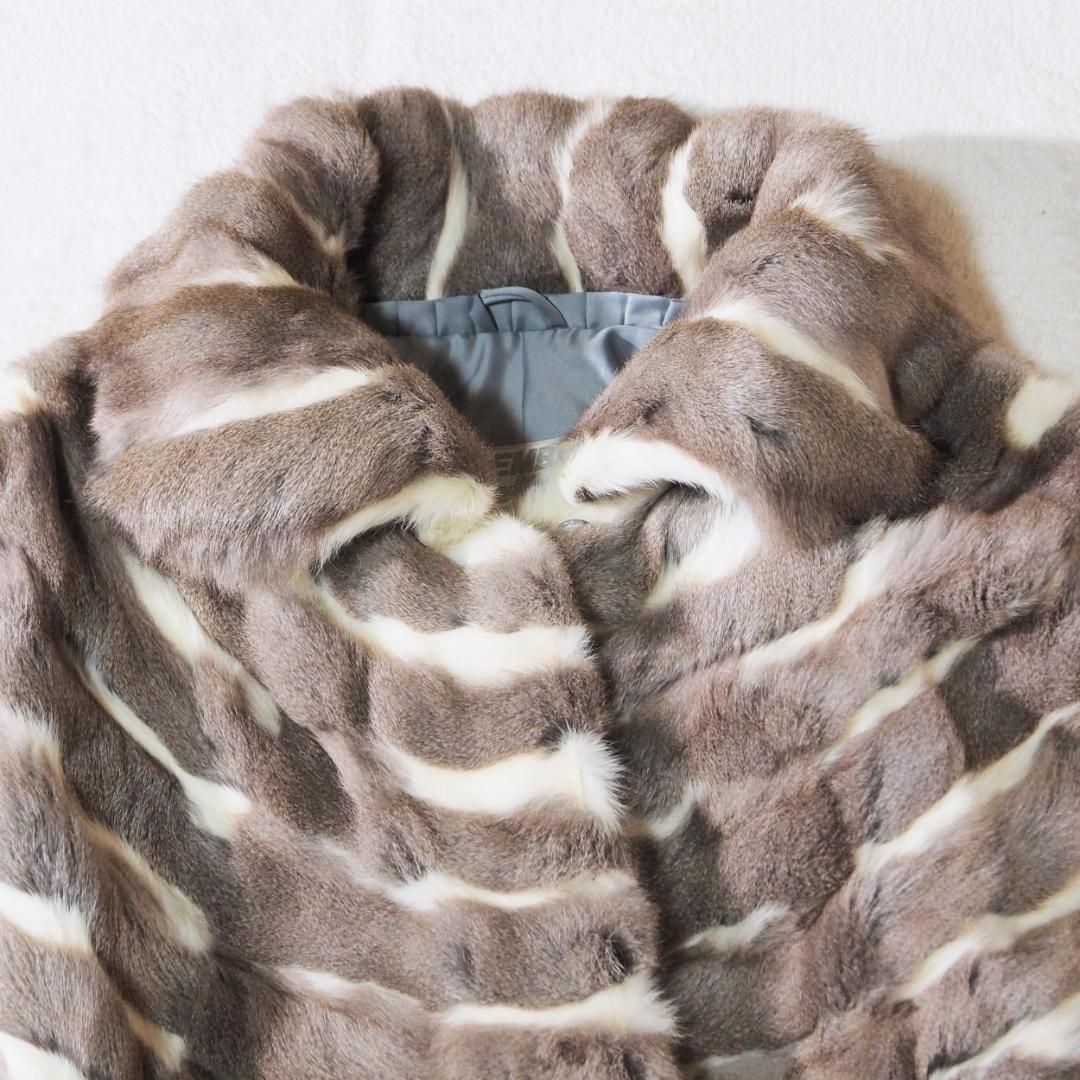 エンバ EMBA リアルファー毛皮 ケープ ポンチョ 羽織 ホワイト グレージュ