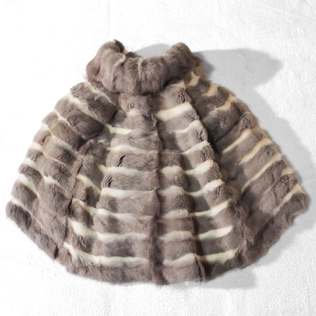 エンバ EMBA リアルファー毛皮 ケープ ポンチョ 羽織 ホワイト グレージュ