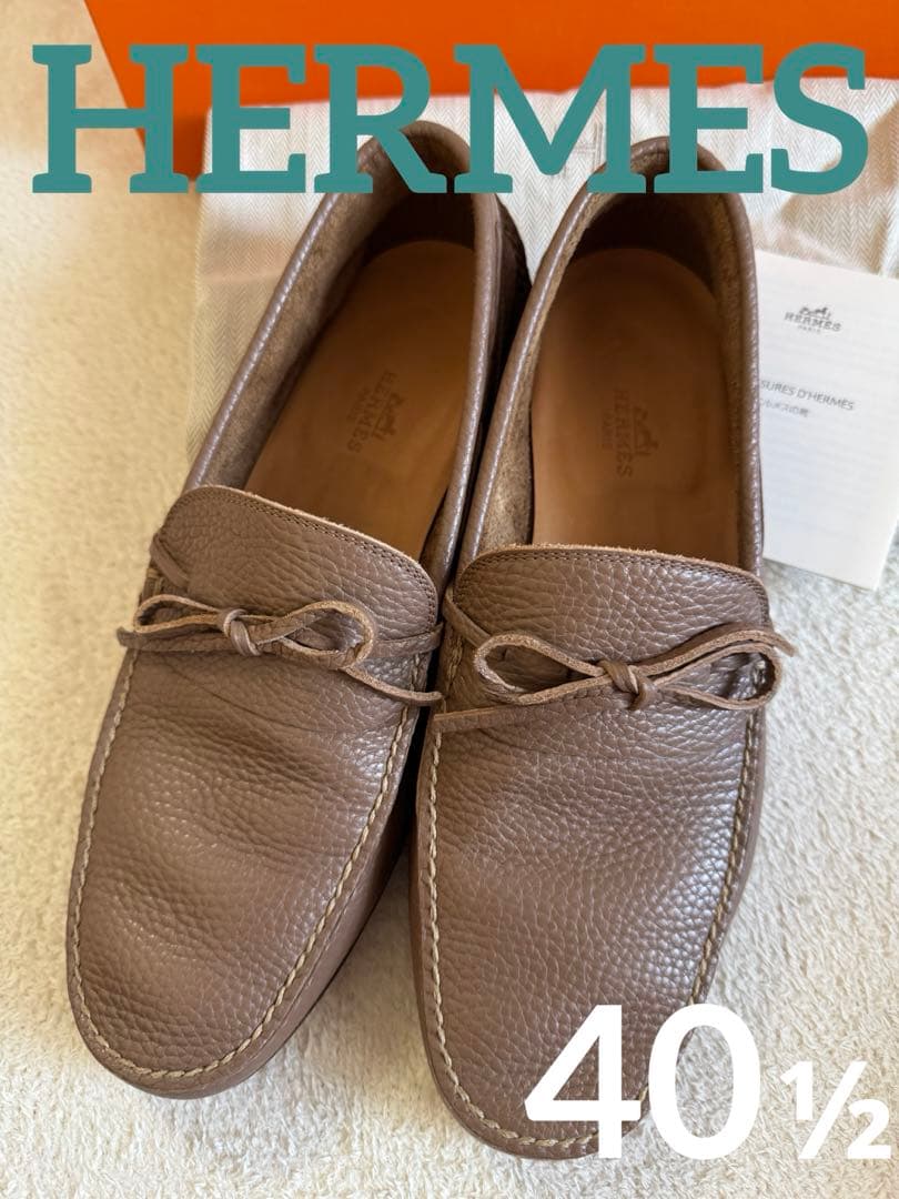 美品 エルメス HERMES シューズ ローファー モカシン カーフレザー 40