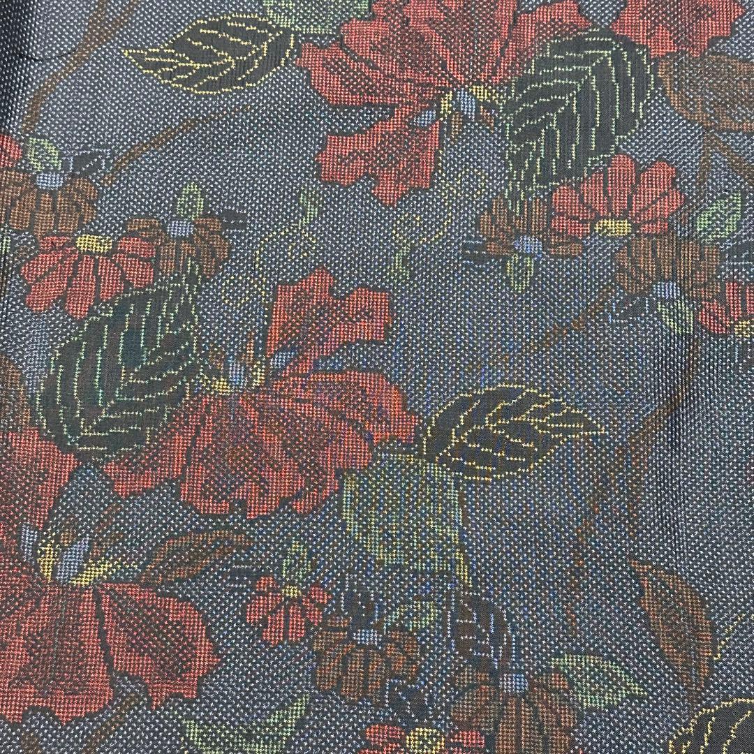 着物リメイク 大島紬(7マルキ)からロールカラーワンピース(L)