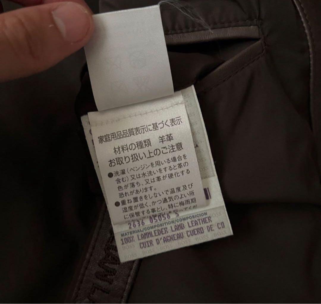 HUGO BOSS ダークブラウン レザー テーラードジャケット
