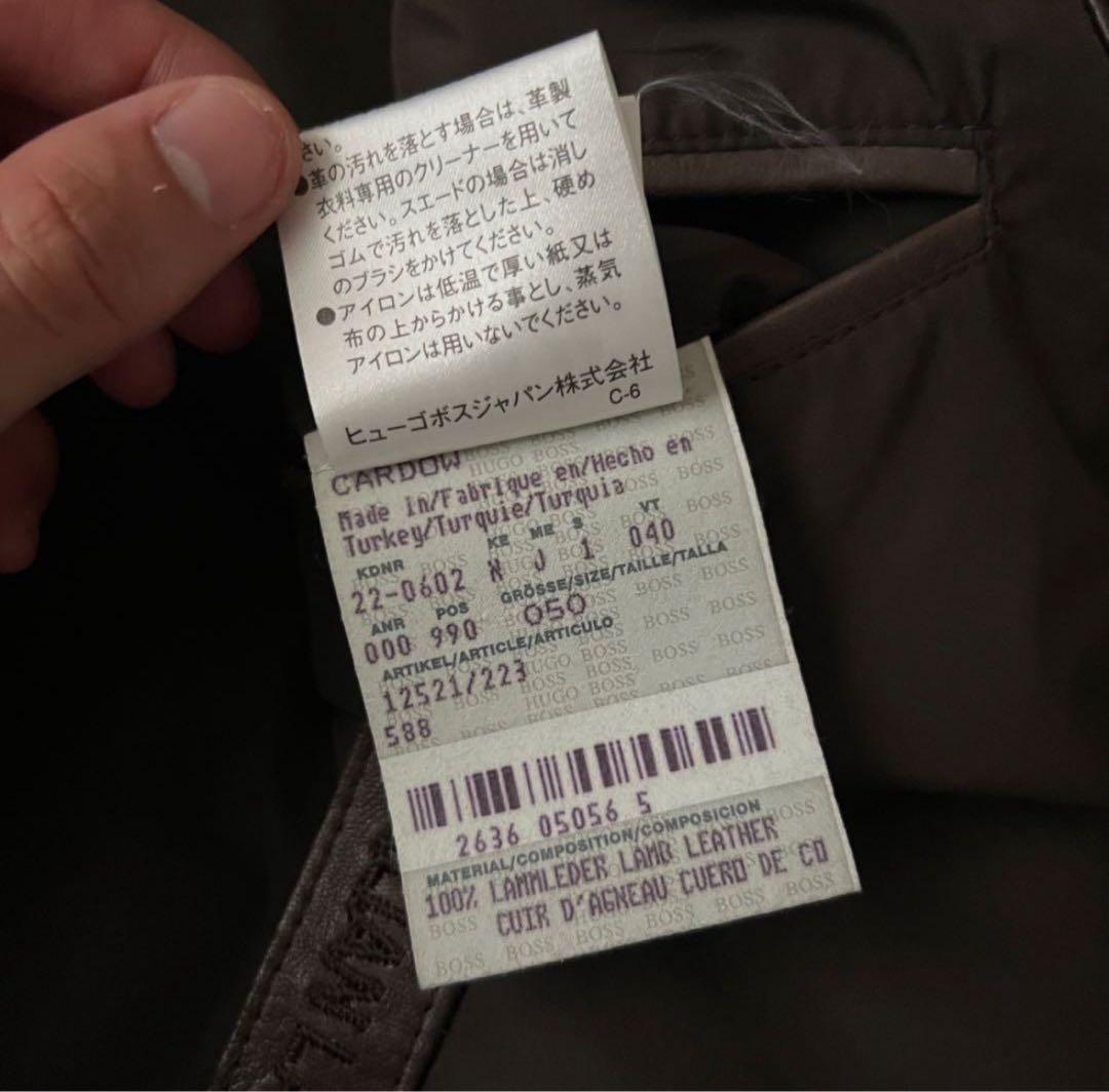 HUGO BOSS ダークブラウン レザー テーラードジャケット