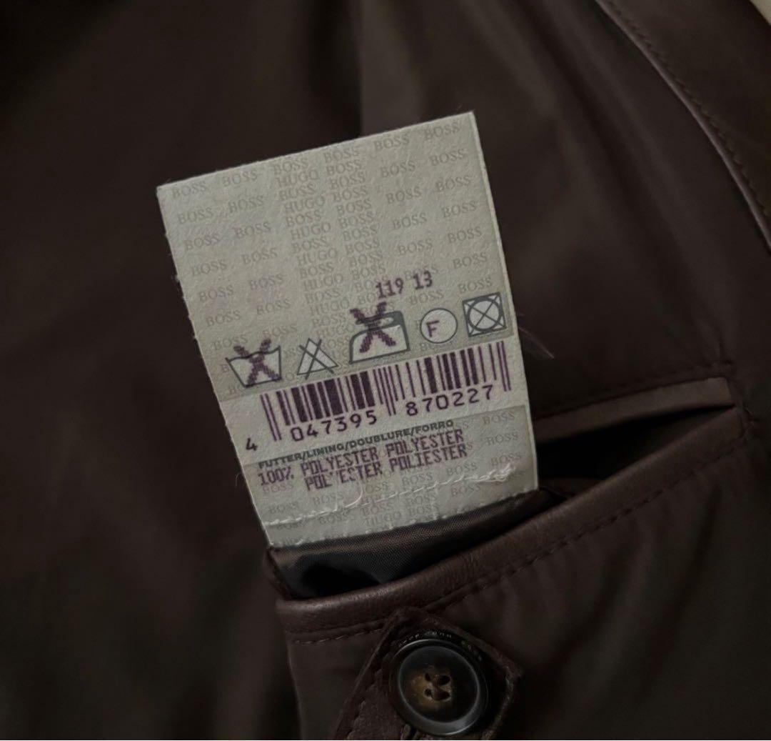 HUGO BOSS ダークブラウン レザー テーラードジャケット